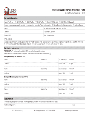 Maryland Supplemental Retirement Plans Beneficiary Change Form