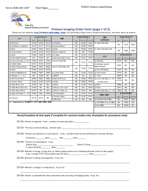 Primary Imaging Order Form
