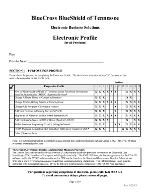 BlueCross BlueShield of Tennessee Electronic Profile