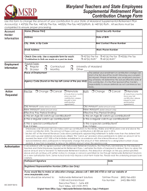 Maryland Supplemental Retirement Plan Contribution Change Form
