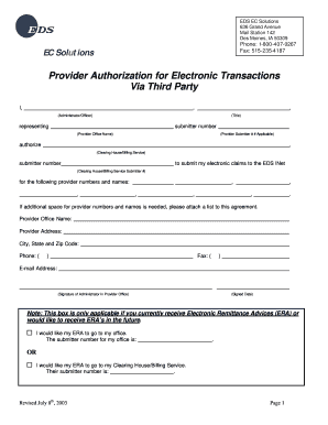 Provider Authorization for Electronic Transactions