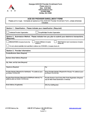 Georgia ACS EDI Provider Enrollment Form
