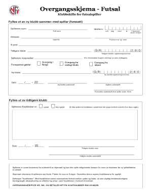 Futsal Player Transfer Form