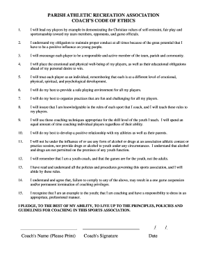 Coach's Code of Ethics Agreement