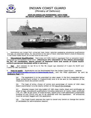 Indian Coast Guard Navik Domestic Branch Application