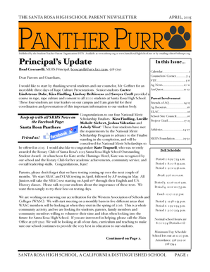 APRIL, 2015 PANTHER PURR Published by the StudentTeacherParent Organization (STP)