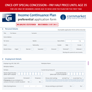 Income Continuance Plan Application Form