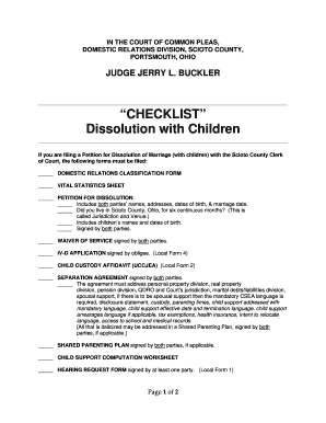 Ohio Dissolution with Children Checklist