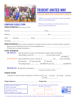Trident United Way Campaign Pledge Form