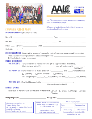 Trident United Way Campaign Pledge Form