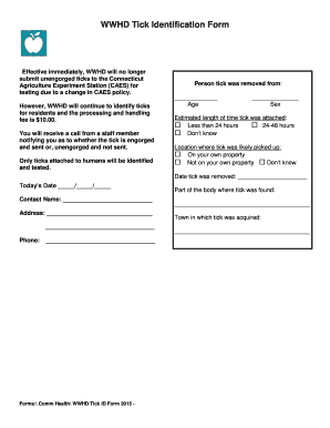 WWHD Tick Identification Form