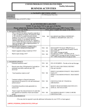 Unified Program Consolidated Form