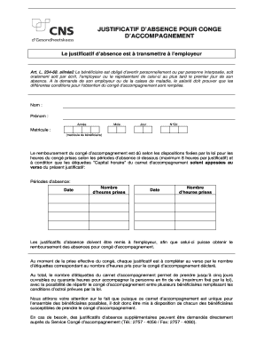 Justificatif d’absence pour congé d’accompagnement