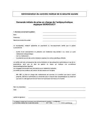 Demande initiale de prise en charge de l’antipsychotique atypique SERDOLECT