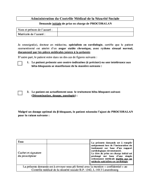 Demande initiale de prise en charge de PROCORALAN