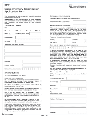 SIPP Supplementary Contribution Application Form