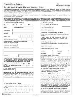 UK Stocks and Shares ISA Application Form