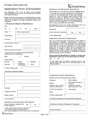 UK Private Client Service Application Form