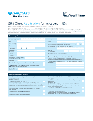 UK Investment ISA Application Form