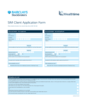 SIM Client Application Form