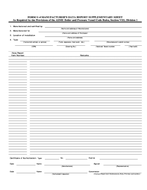 ASME U-4 Manufacturer's Data Report