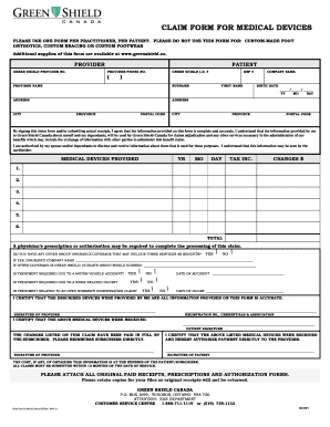 Claim Form for Medical Devices