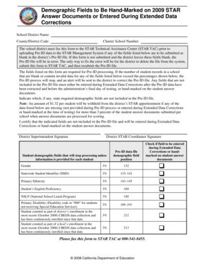 California STAR Demographic Data Correction Form