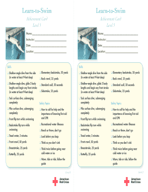 Swim Achievement Card