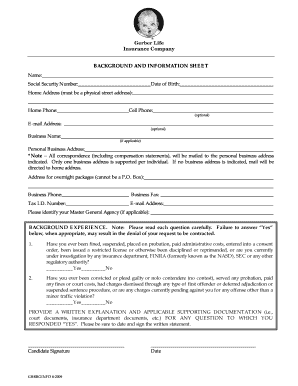 Gerber Life Insurance Background Information Sheet