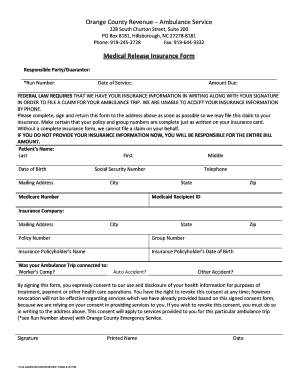 Medical Release Insurance Form