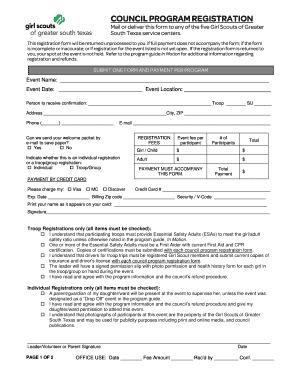 Girl Scouts Council Program Registration