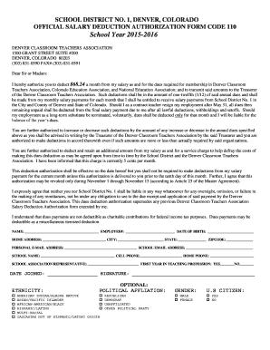 School District Salary Deduction Authorization Form