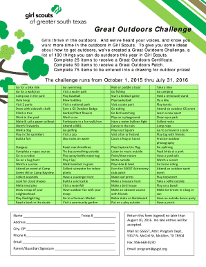 Great Outdoors Challenge Certificate