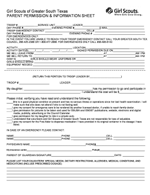 Girl Scouts Parent Permission Form