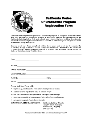 California Building Codes Credential Registration Form