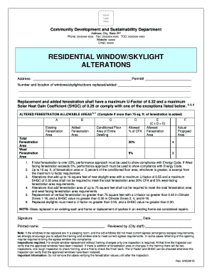 Residential Window/Skylight Alteration Permit
