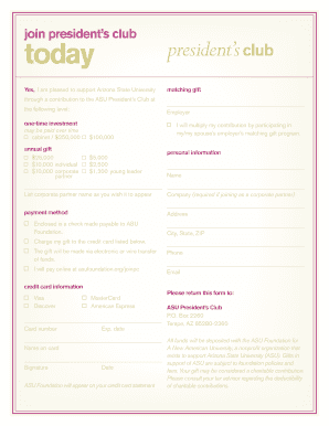ASU President's Club Membership Form