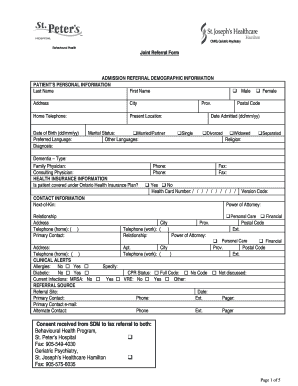 Geriatric Psychiatry Joint Referral Form