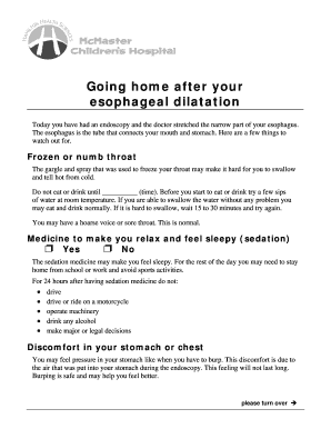 Esophageal Dilatation Post-Procedure Instructions
