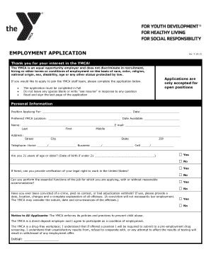 Sample Employment Application - YMCA of Snohomish County