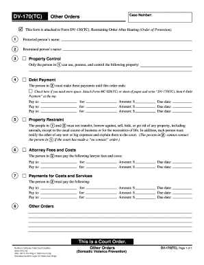 DV-170(TC) Restraining Order Attachment