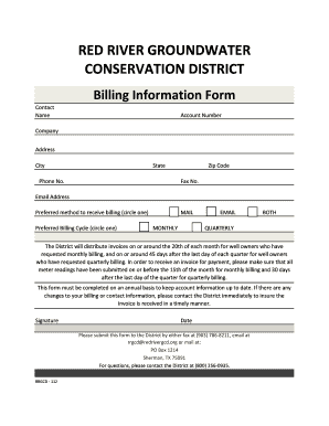 Red River Groundwater Billing Information Form