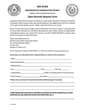 Texas Open Records Request Form