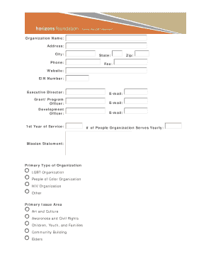 Nonprofit Organization Information Form