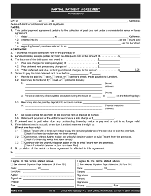 California Nonresidential Partial Payment Agreement