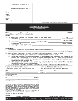 California Assignment of Lease Form
