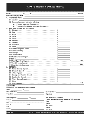 Tenant's Property Expense Profile