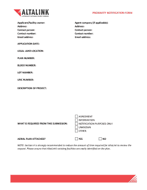 Proximity Notification Form