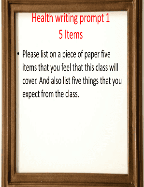 Health Class Writing Prompts