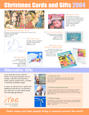 Christmas Cards and Gifts Order Form
